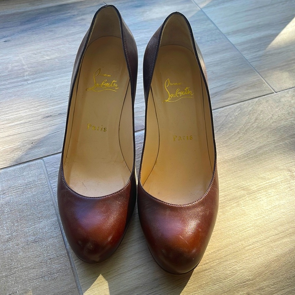 Louboutin Brown 3 inch heel